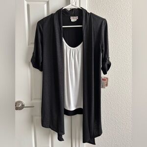 NWT Soulmates black cardigan with white built-in tank (size S)